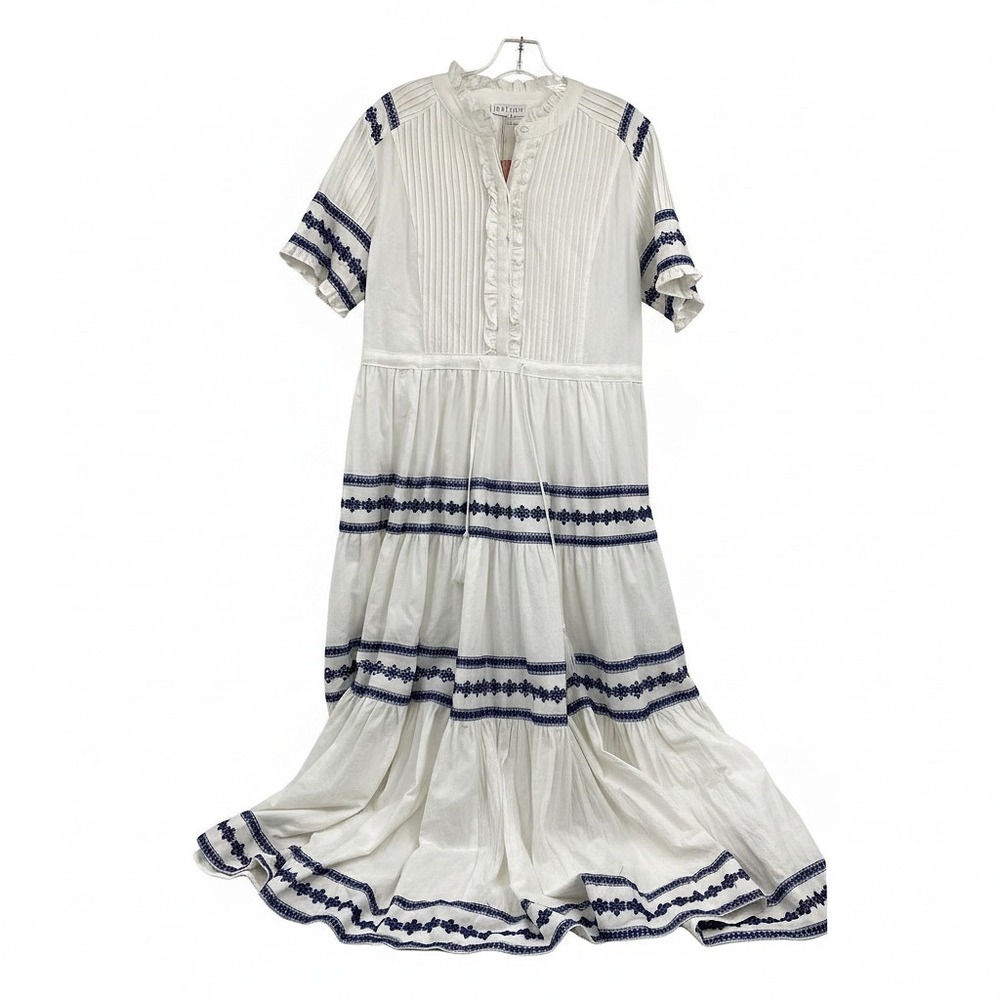 Ivy City White Maxi Dress | 100% Cotton, Embroidered Detail, L Regular